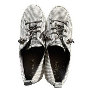 Y2 Sperry Striped Gray Canvas Women’s 10  Sneakers